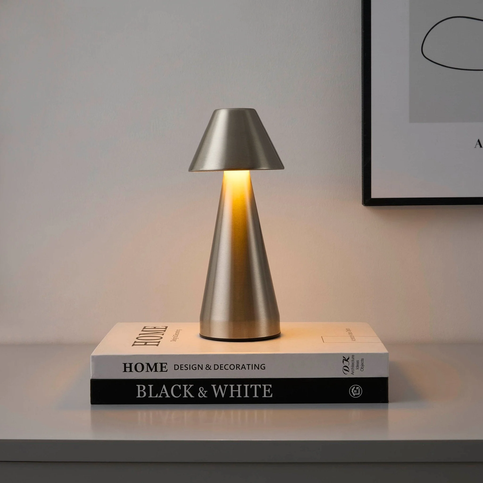 Zania Mini LED Rechargeable Wireless Lamp - Satin Nickel - Image 3