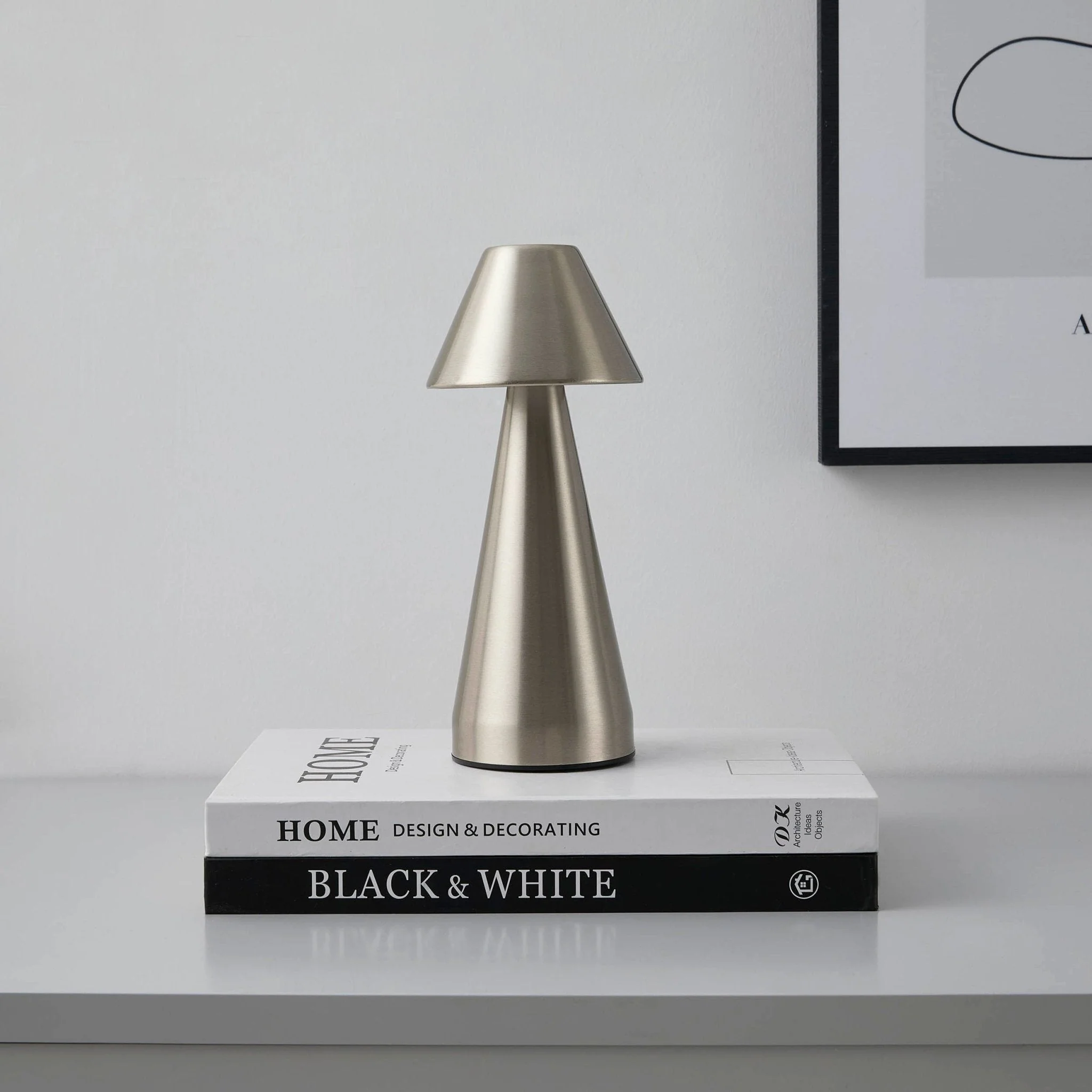 Zania Mini LED Rechargeable Wireless Lamp - Satin Nickel - Image 4