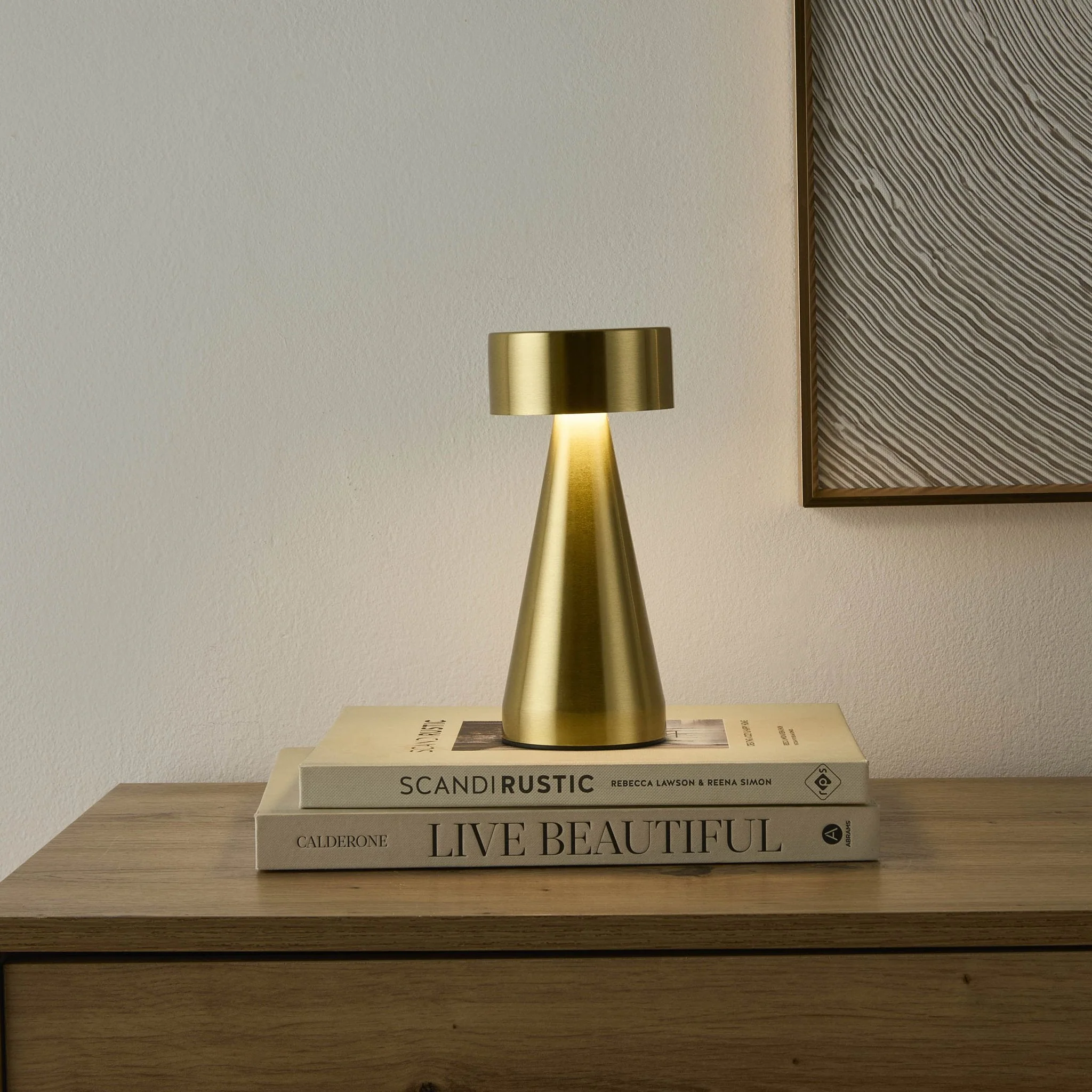 Zeta Mini LED Rechargeable Wireless Lamp - Brushed Gold