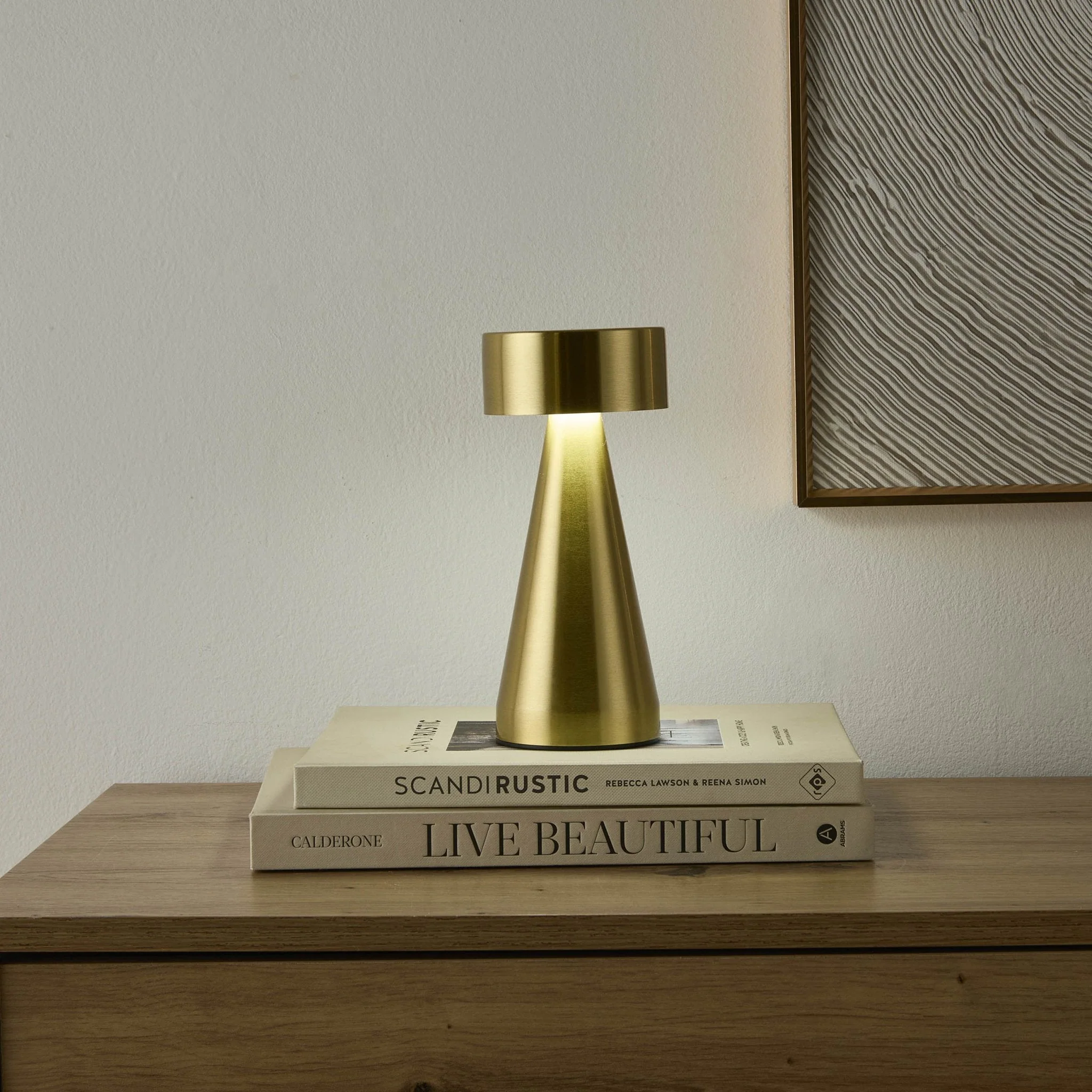 Zeta Mini LED Rechargeable Wireless Lamp - Brushed Gold - Image 3
