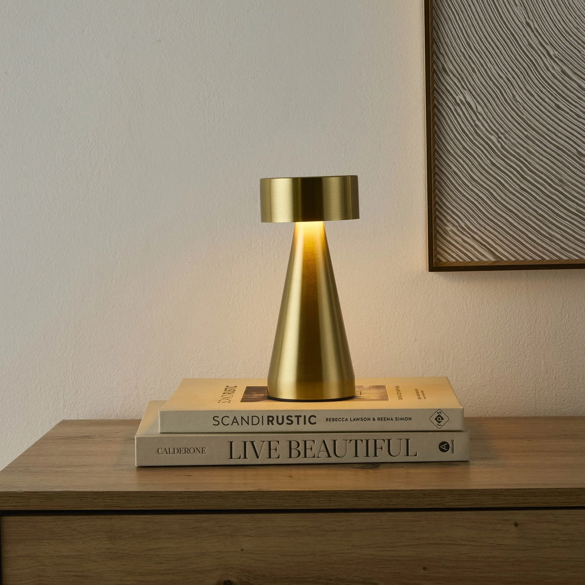 Zeta Mini LED Rechargeable Wireless Lamp - Brushed Gold - Image 4
