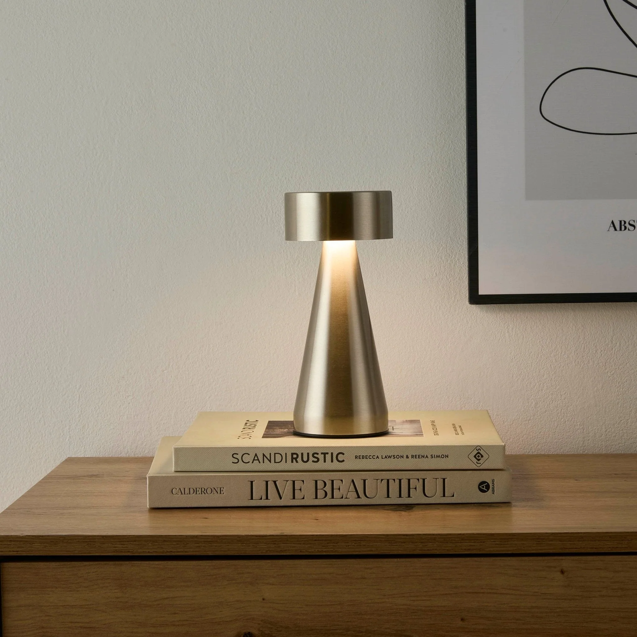 Zeta Mini LED Rechargeable Wireless Lamp - Satin Nickel