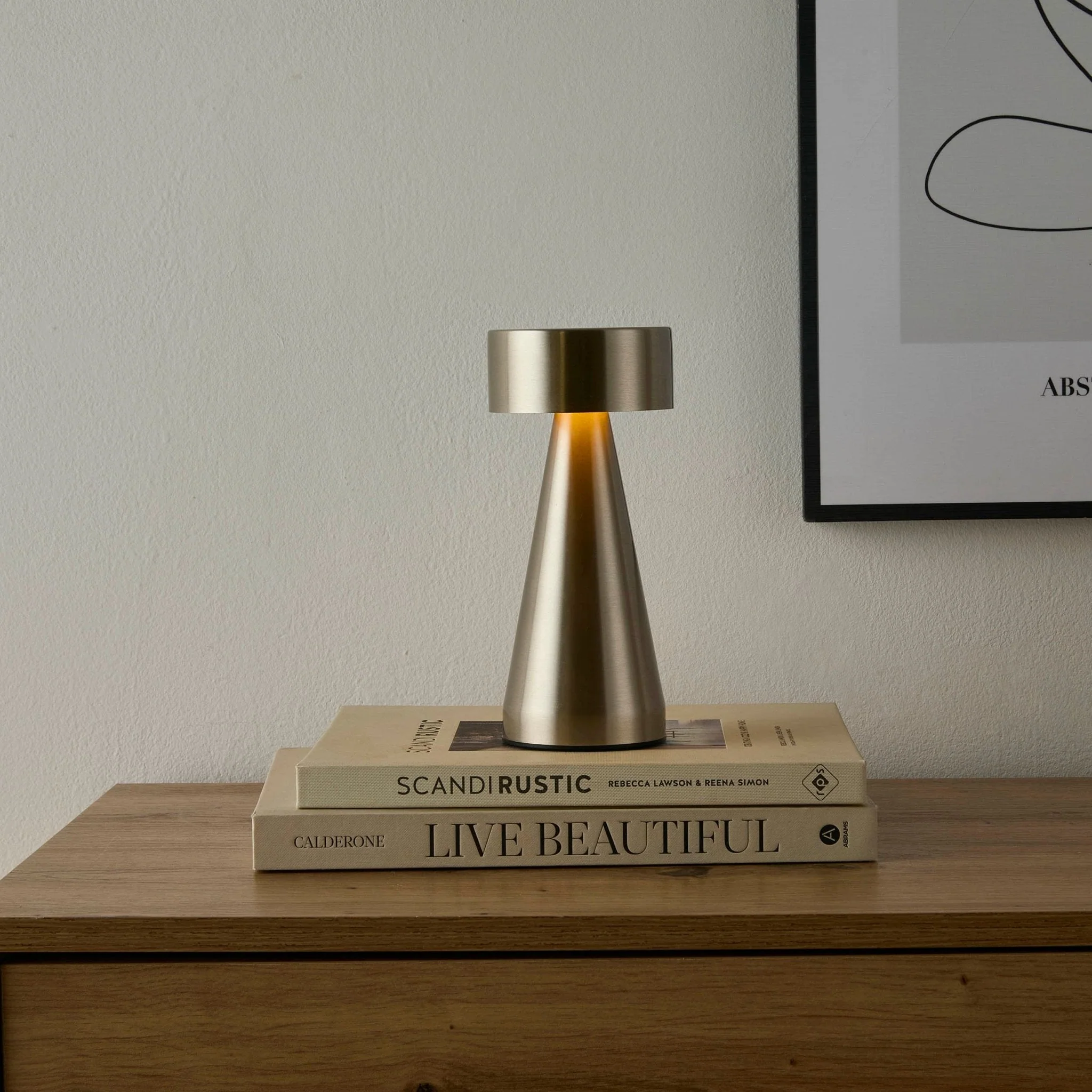 Zeta Mini LED Rechargeable Wireless Lamp - Satin Nickel - Image 3