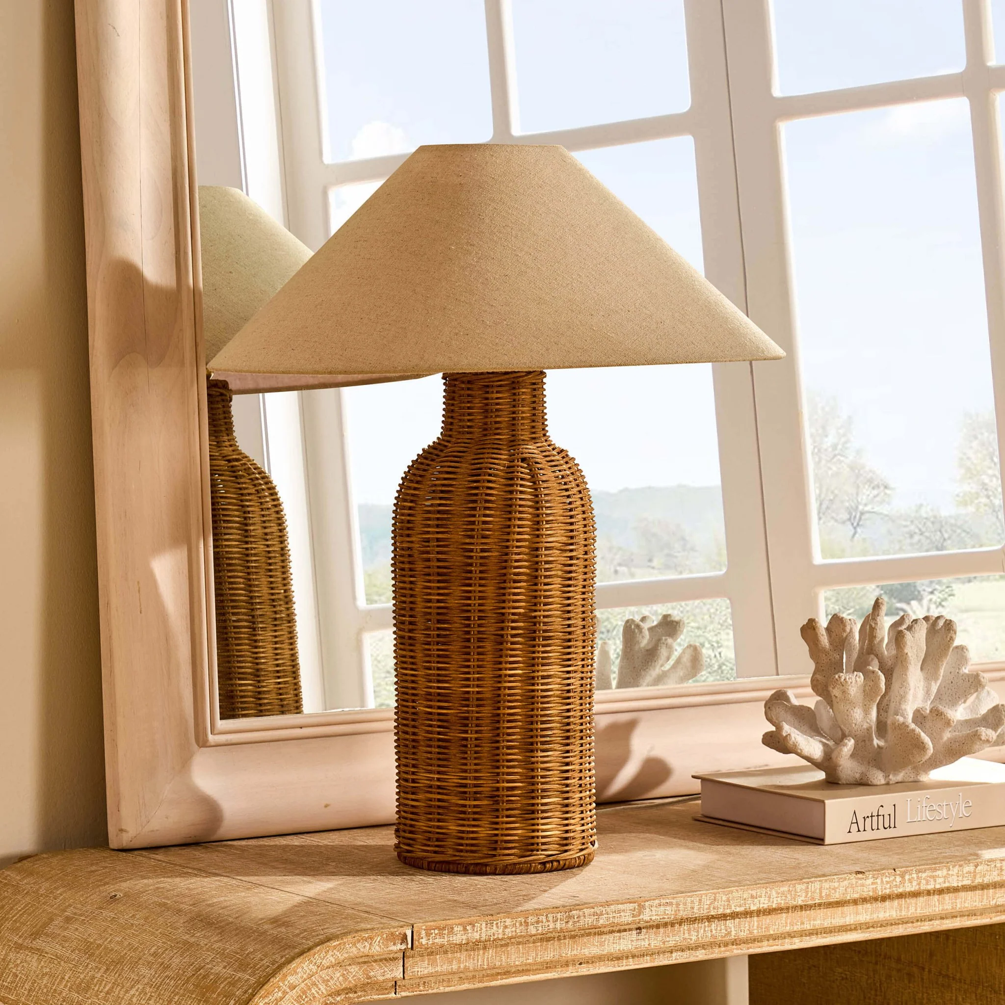 Zoey Rattan Base Table Lamp - Natural