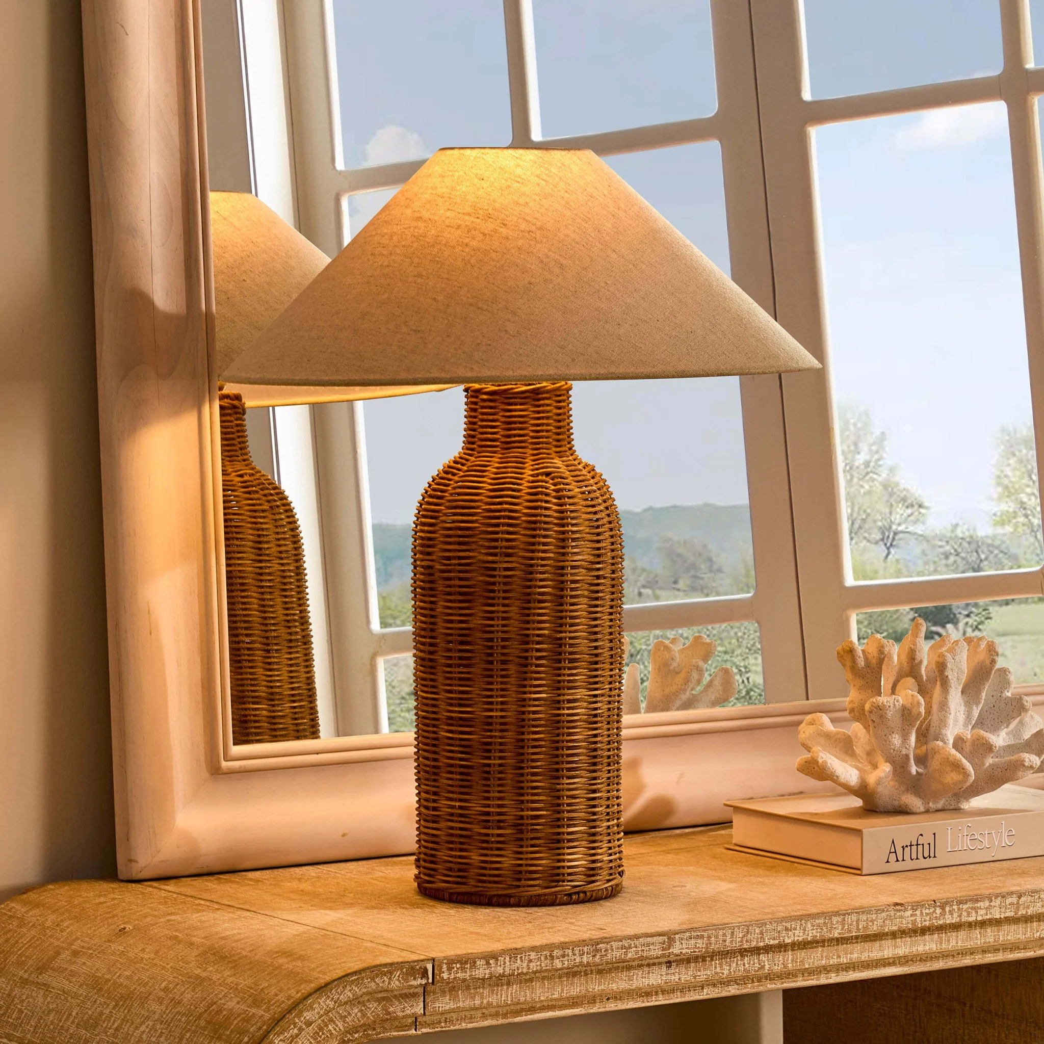 Zoey Rattan Base Table Lamp - Natural - Image 2